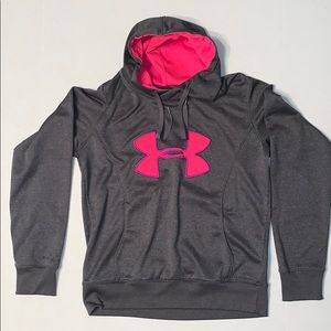 Under Armour Grey Sweatshirt Pink Logo Semi-Fitted